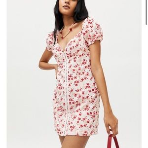 NWOT UO Britney Hook & Eye Mini Dress in Pink Floral